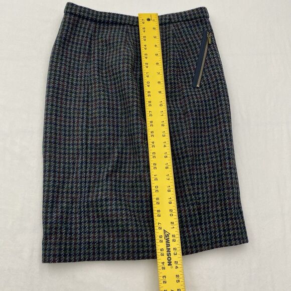 J Crew 100% Wool Pencil Skirt Womens 4 Blue Full Zip Knee Length Lined Career - Picture 7 of 9